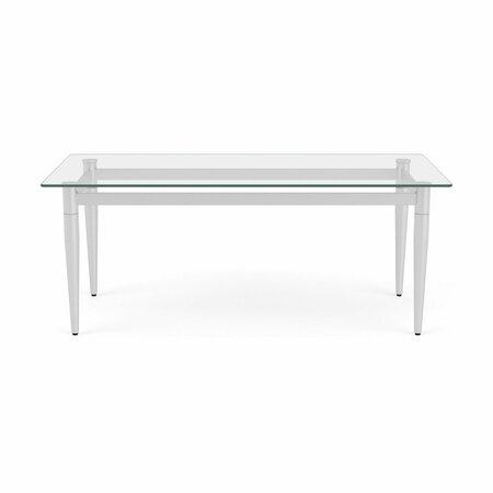 LESRO Siena Lounge Reception Coffee Table 40x20in Glass Top, Brushed Steel SN0840